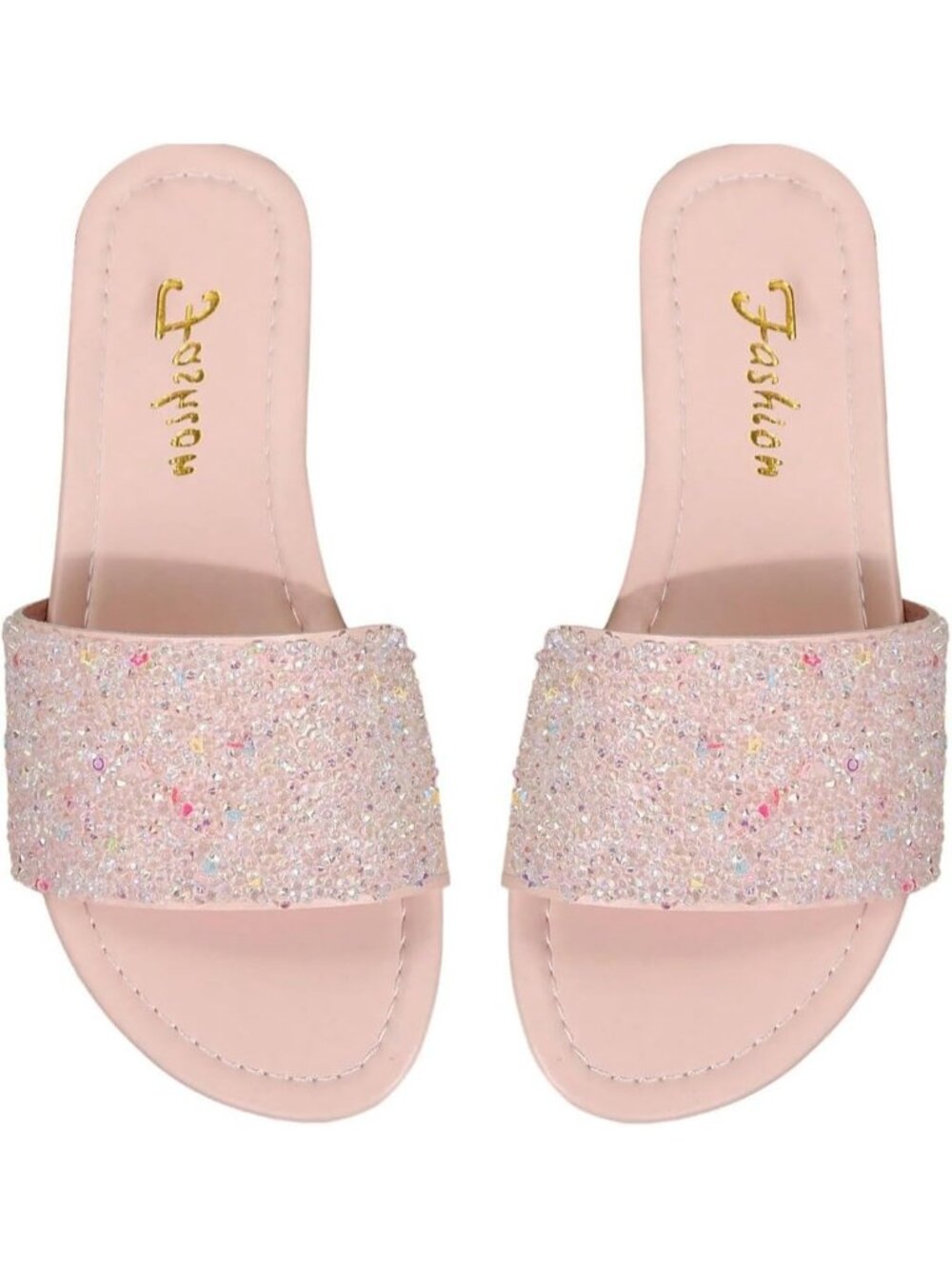 Women's Purple Faux Leather Rhinestone Sparkly Bling Sequin Open Toe Flat Sandal